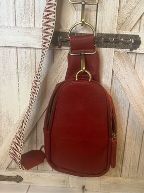 Urban originals Anthropology Red vegan Leather Crossbody Sling Bag – Women